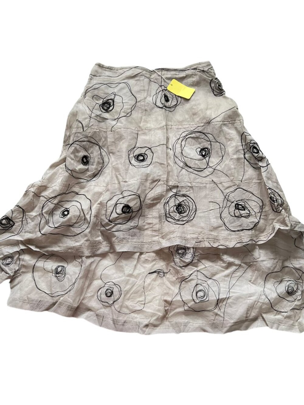 Wilczynska skirt asymmetrical Medium beige off white black swirls sheer